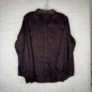 Ralph Lauren Women's Button Down Shirt Size L Paisley